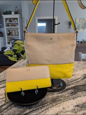kate spade Colorblock Yellow & Tan Crossbody Bag & Matching Wallet